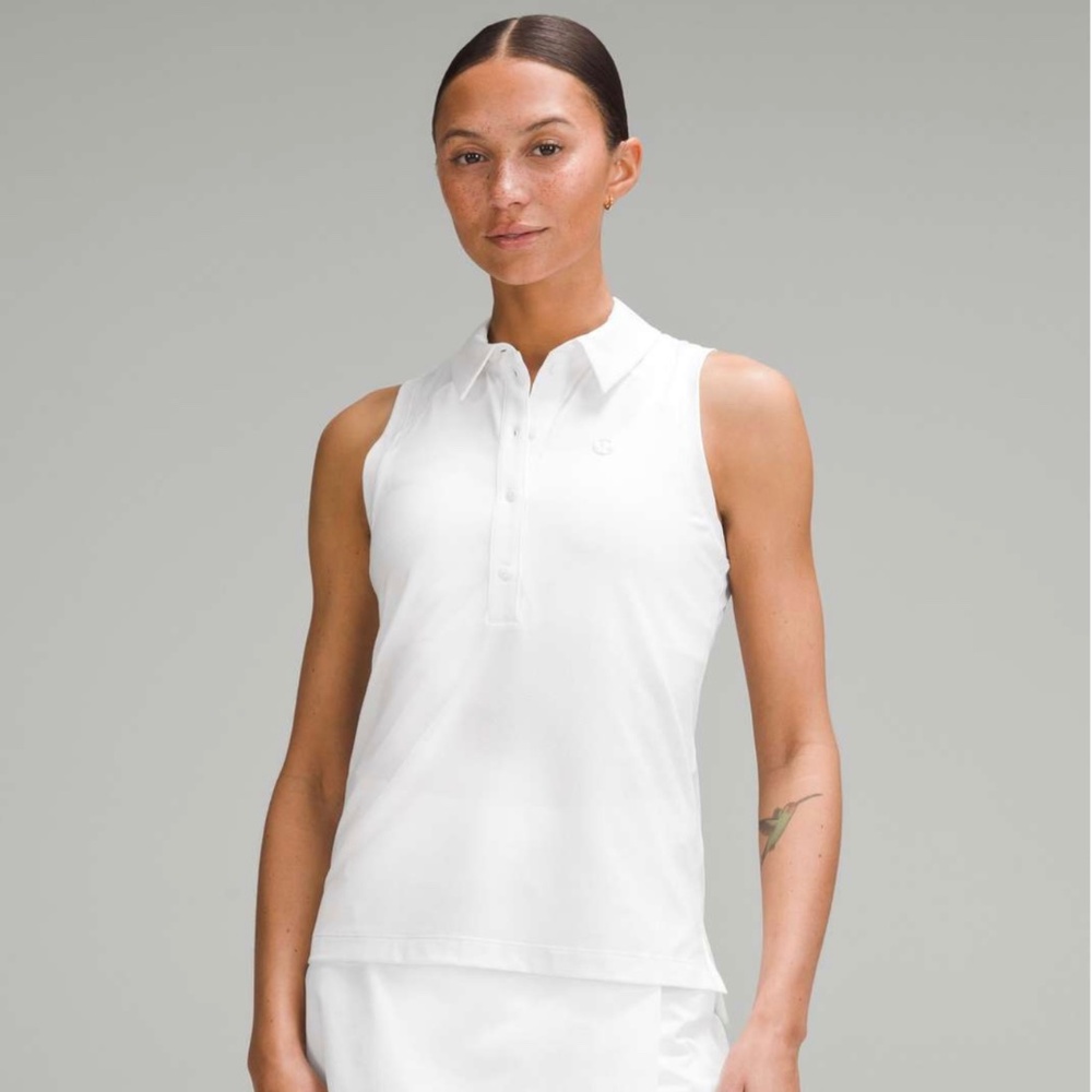 NWT Women’s Lululemon Quick Dry Sleeveless Polo Shirt *Straight Hem White 10
